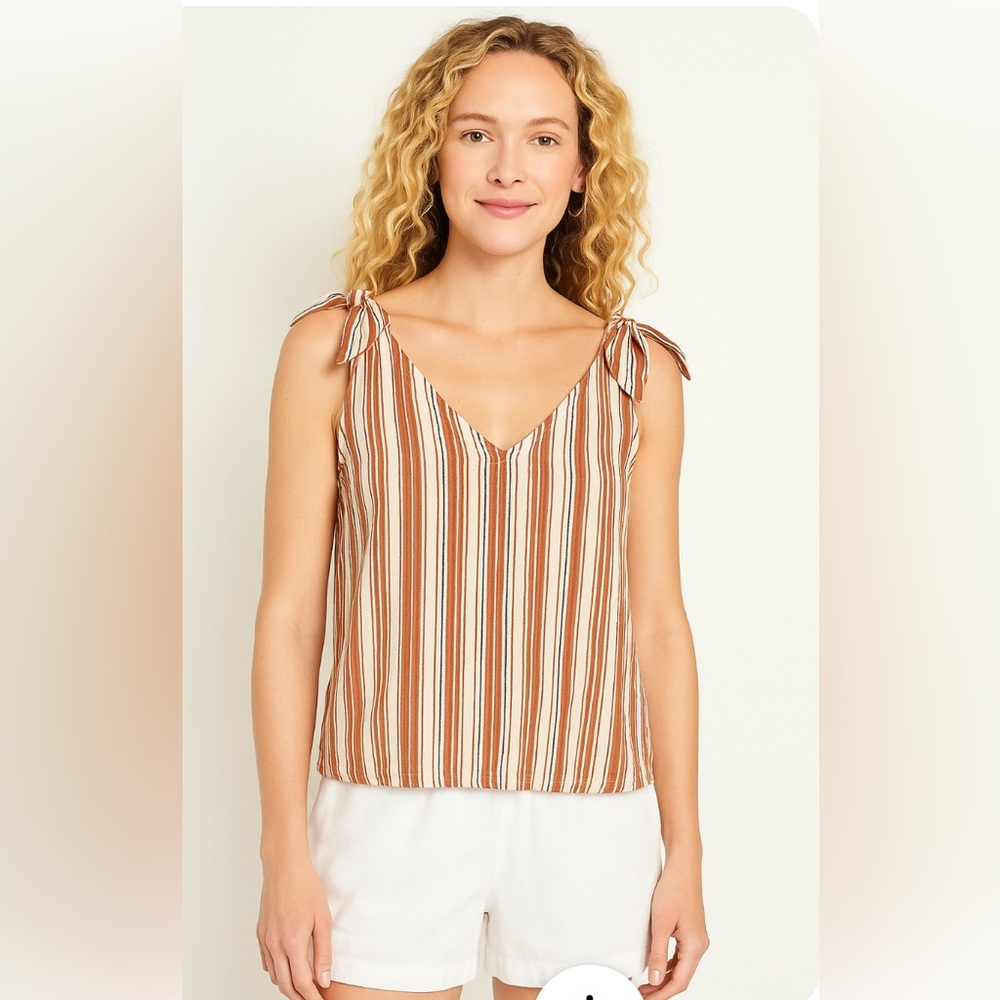 Hailey & Co Tie Shoulder Striped Blouse Large